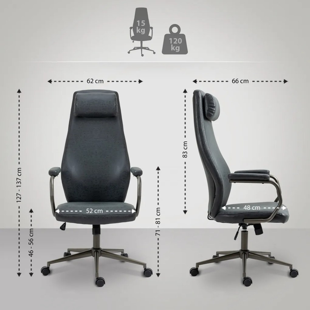 Design-Shop Kancelárska stolička Pocatello v industriálnom štýle - koženka - Čierna antik
