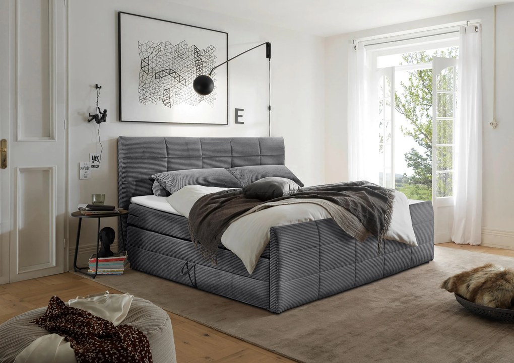 XXXLutz BOXSPRINGOVÁ POSTEĽ, 180/200 cm, tmavosivá MID.YOU - Online Only spálne - 002220045112
