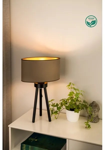 Duolla - Stolná lampa OVAL VEGAN 1xE27/15W/230V pr. 30 cm béžová