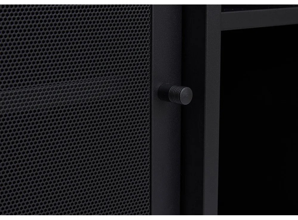 Čierna kovová komoda s posuvnými dverami 160x75x46 cm Veep – Unique Furniture