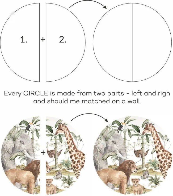 Samolepka do detskej izby Savanna svet v kruhu M