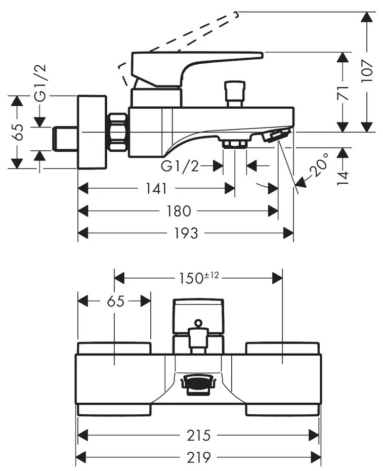 Hansgrohe Metropol, vaňová batéria, čierna matná, HAN-32540670