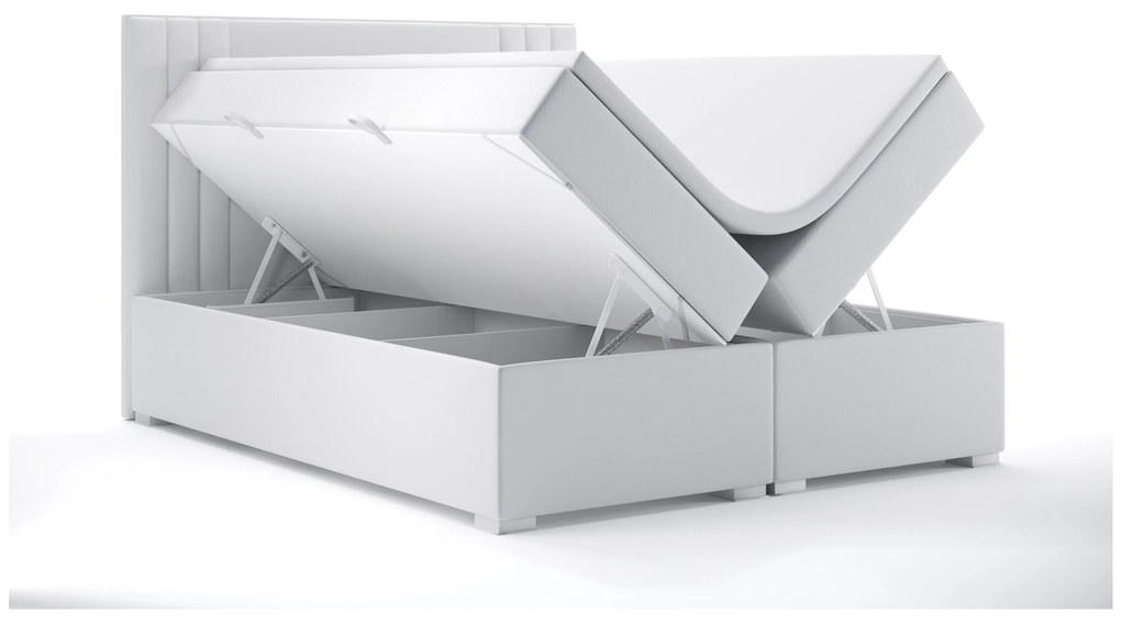Manželská posteľ Boxspring 180 cm Morcano (biela ekokoža) (s úložným priestorom). Akcia -20%. Vlastná spoľahlivá doprava až k Vám domov. 1044270