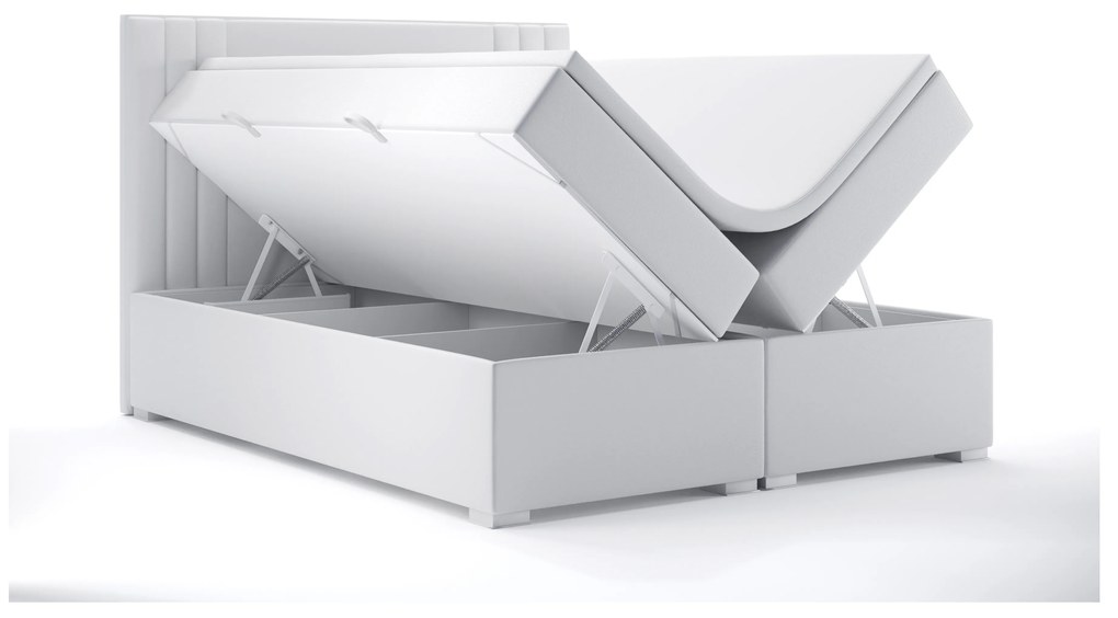 Manželská posteľ Boxspring 180 cm Morcano (biela ekokoža) (s úložným priestorom). Akcia -21%. Vlastná spoľahlivá doprava až k Vám domov. 1044270