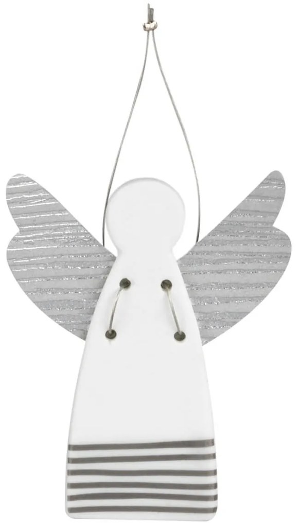 Räder Strieborný porcelánový anjel STRIPES, závesný