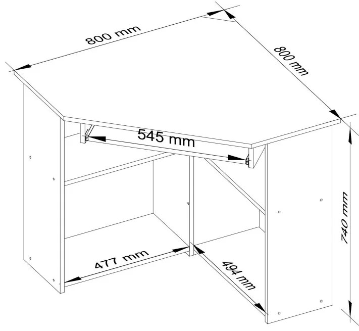 Rohový písací stôl Ted biely
