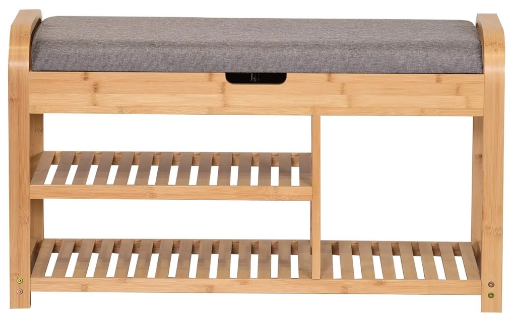 BAMBOO skrinka na topánky so sedákom, šedá