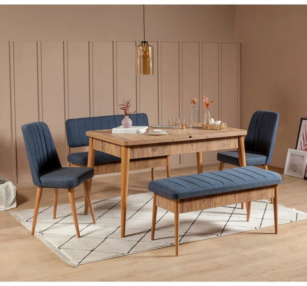 Lavica Vina Dark Blue and Atlanitc Pine