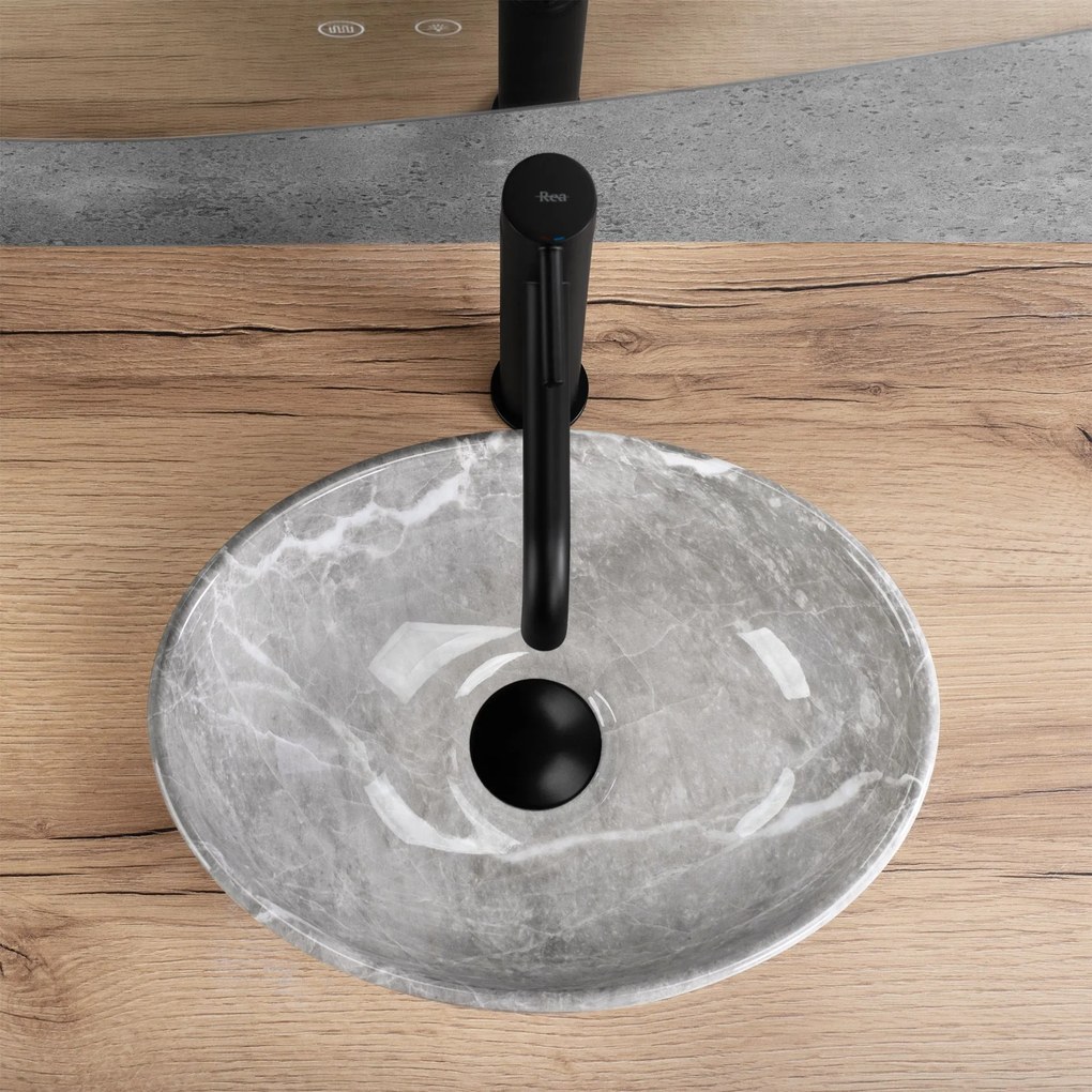 Rea Sofia Mini, umývadlo na dosku 350x260x125 mm, imitácia kameňa - šedá Grigio, REA-U9237