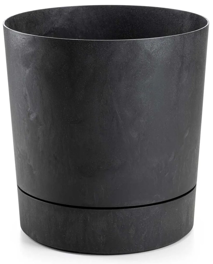 PLASTOVÝ KVETINÁČ AZALEA 35X37 CM IMITÁCIA BETÓNU ČIERNA