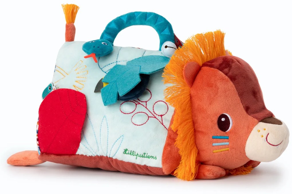 Lilliputiens - textilná hračka s aktivitami a zrkadielkom - lev Jack