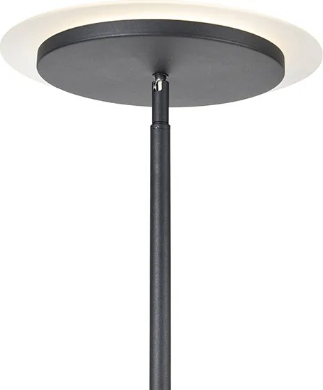 Moderná stojaca lampa čierna vrátane LED s čítacím ramenom - Chala