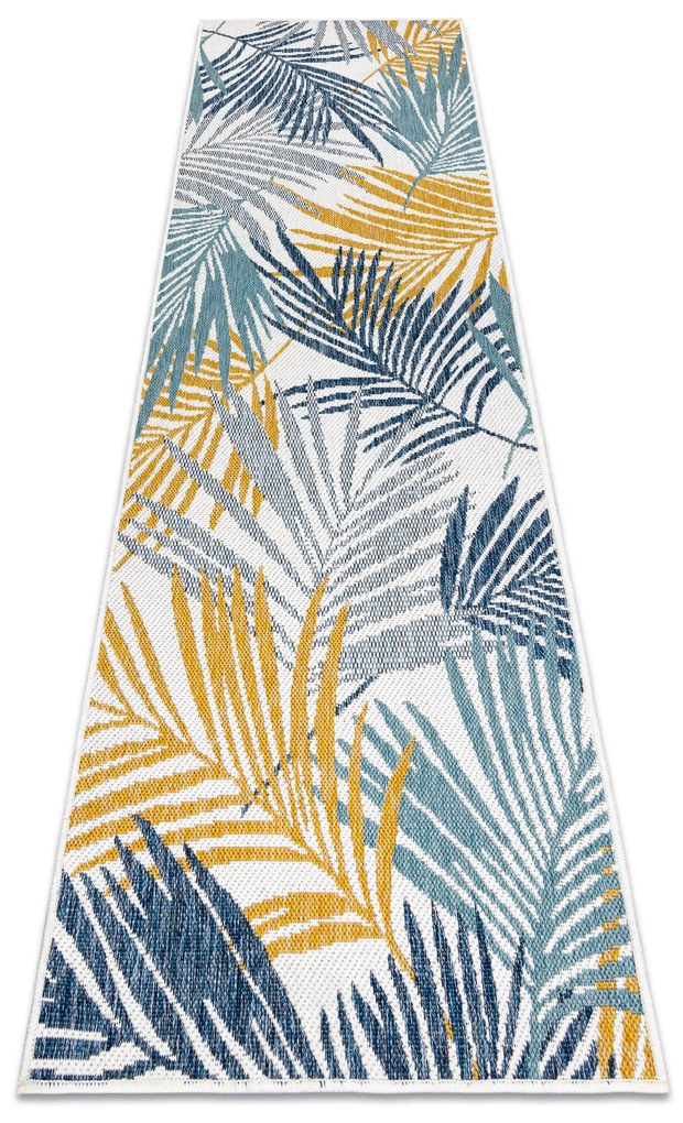 Koberec, behúň SISAL COOPER Listy 22258 ecru / tmavomodrý