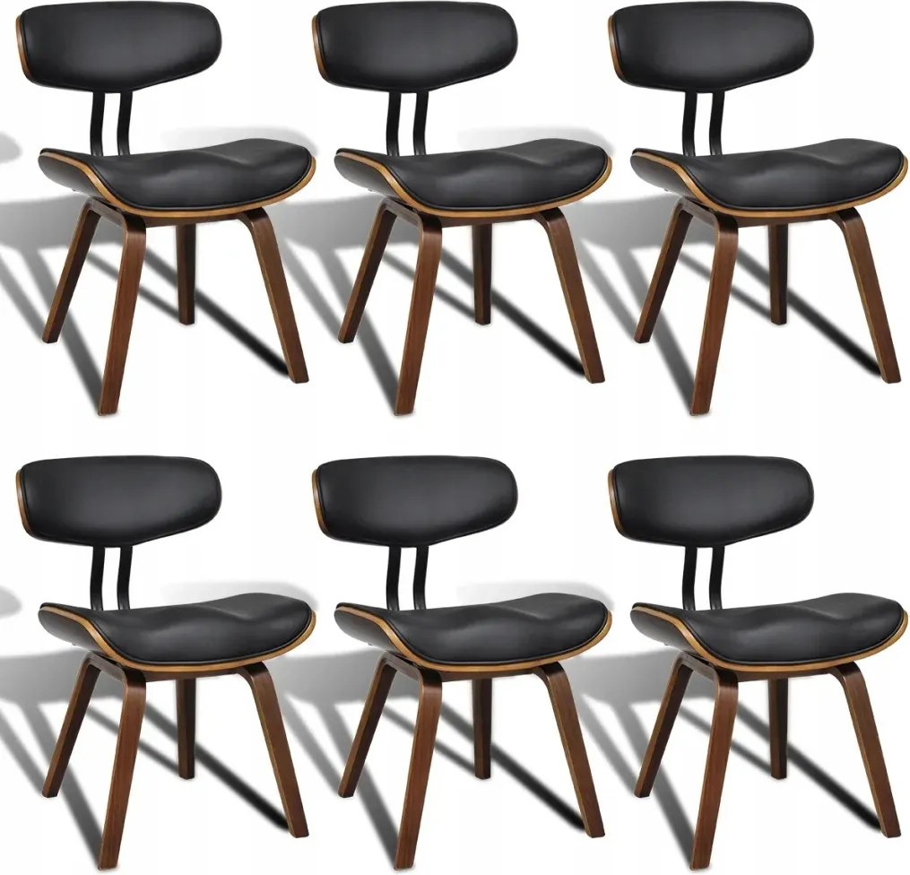 vidaXL Stolové stoličky, 6 ks, ohýbané drevo a umelá koža