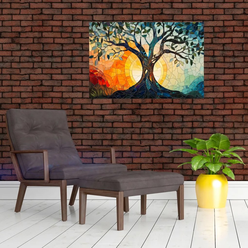 Obraz – Mozaika – slnko a strom I. (90x60 cm)