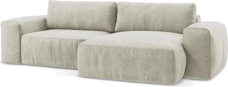 Béžová ženilková rozkladacia rohová pohovka (pravý roh/s leňoškou) Kuki – Makamii