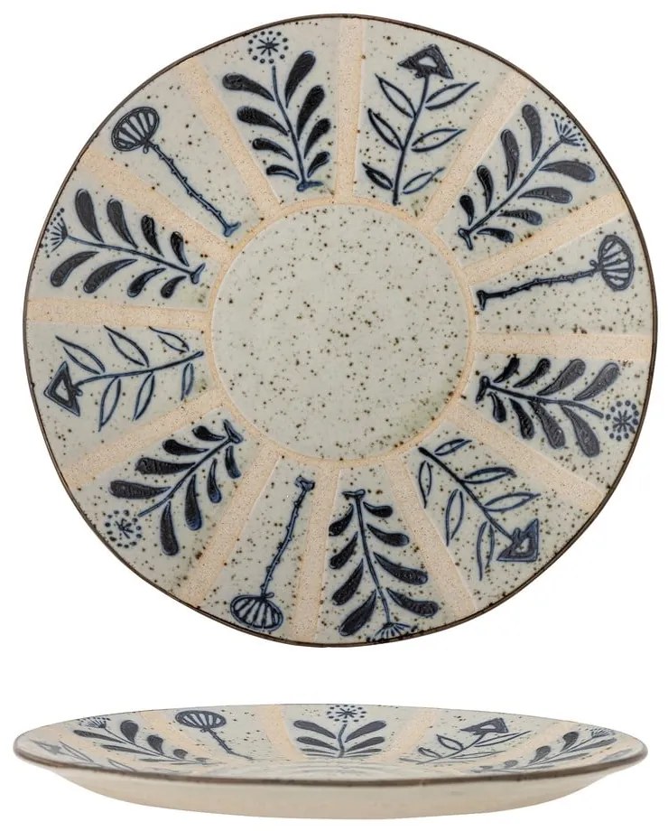 Tanier z kameniny vo svetlomodrej a krémovej farbe ø 21 cm Leonie – Bloomingville