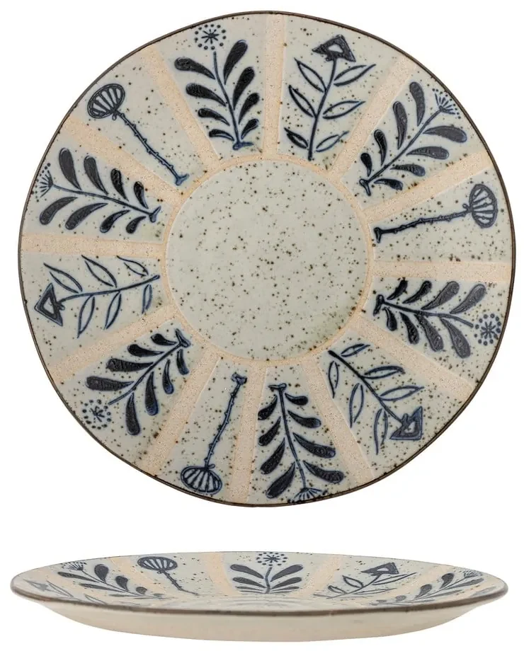 Tanier z kameniny vo svetlomodrej a krémovej farbe ø 21 cm Leonie – Bloomingville