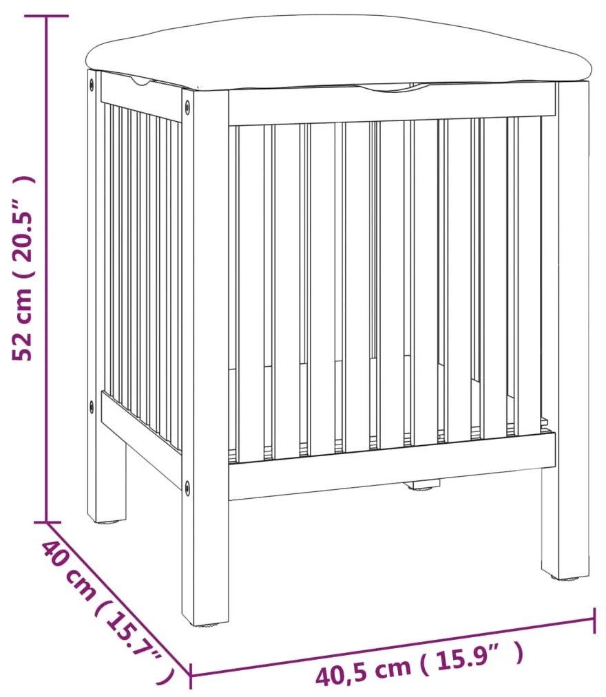 Kúpeľňová stolička 40,5x40x52 cm masívne orechové drevo
