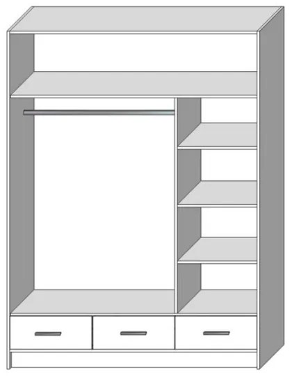 Šatní skriňa so zrkadlom SANNA 150x215 cm dub sonoma