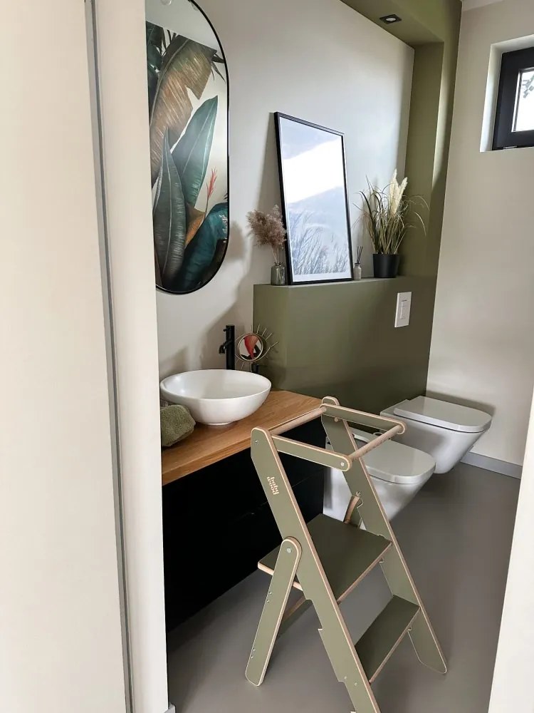 Učiaca montessori detská veža skladacia olivová