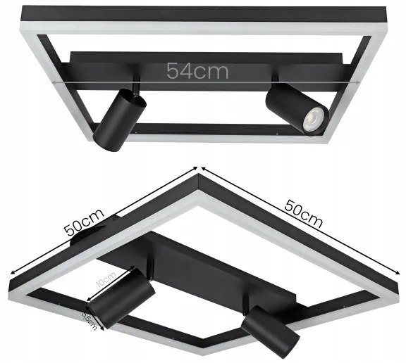 LED Stropné svietidlo LED/38W/230V + 2xGU10/30W čierna