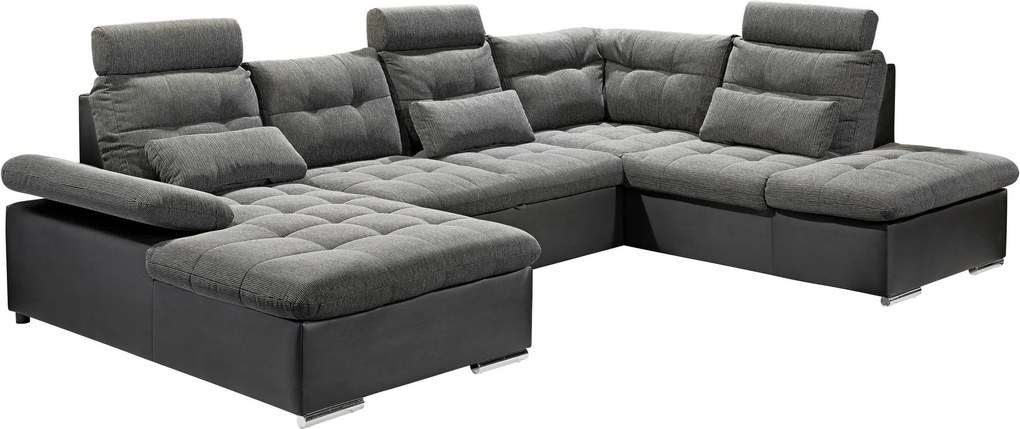 XXXLutz ROHOVÁ SEDAČKA, textil, sivá, čierna MID.YOU - Sedačky - 002220017401