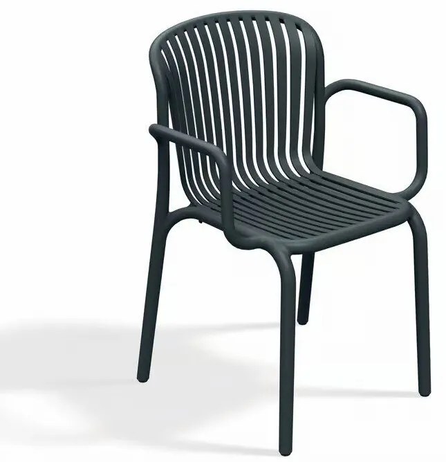 Brene Stohovateľná stolička s podrúčkami, 53 × 57,5 × 82,5 cm, plast, sivá