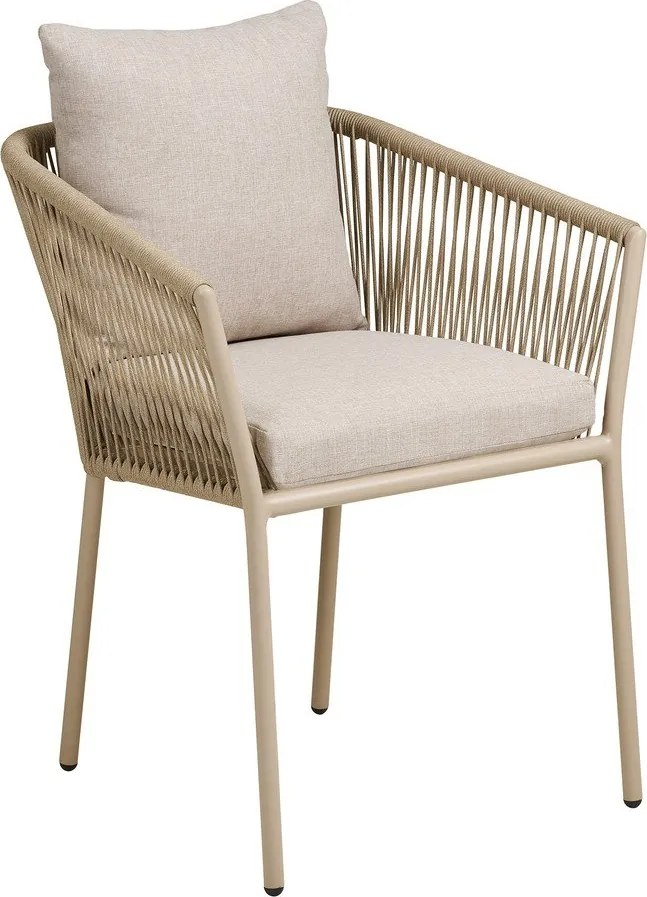 Béžová kovová/polstrovaná záhradná stolička Salerno – House Nordic
