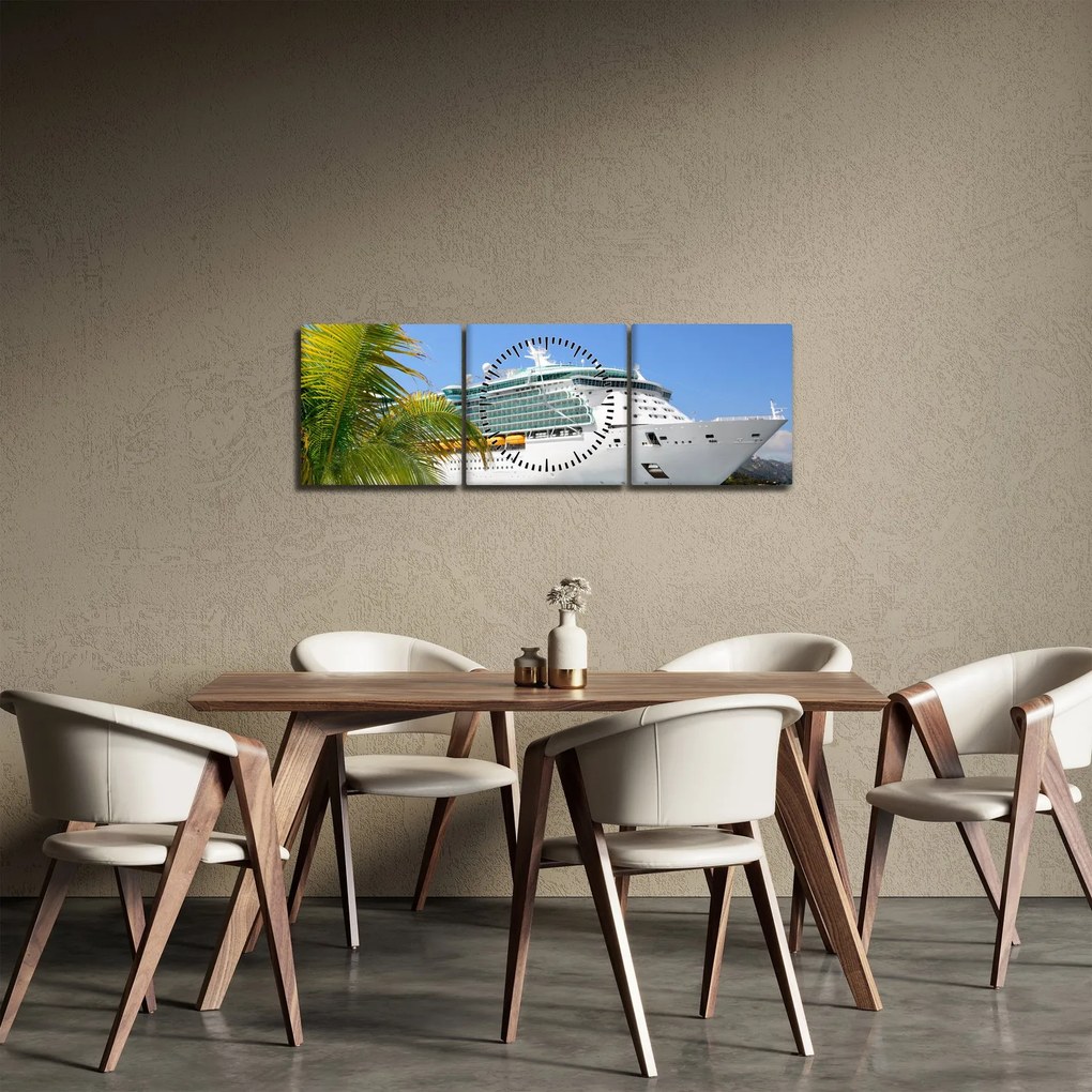 Obraz - Výletná loď (s hodinami) (90x30 cm)