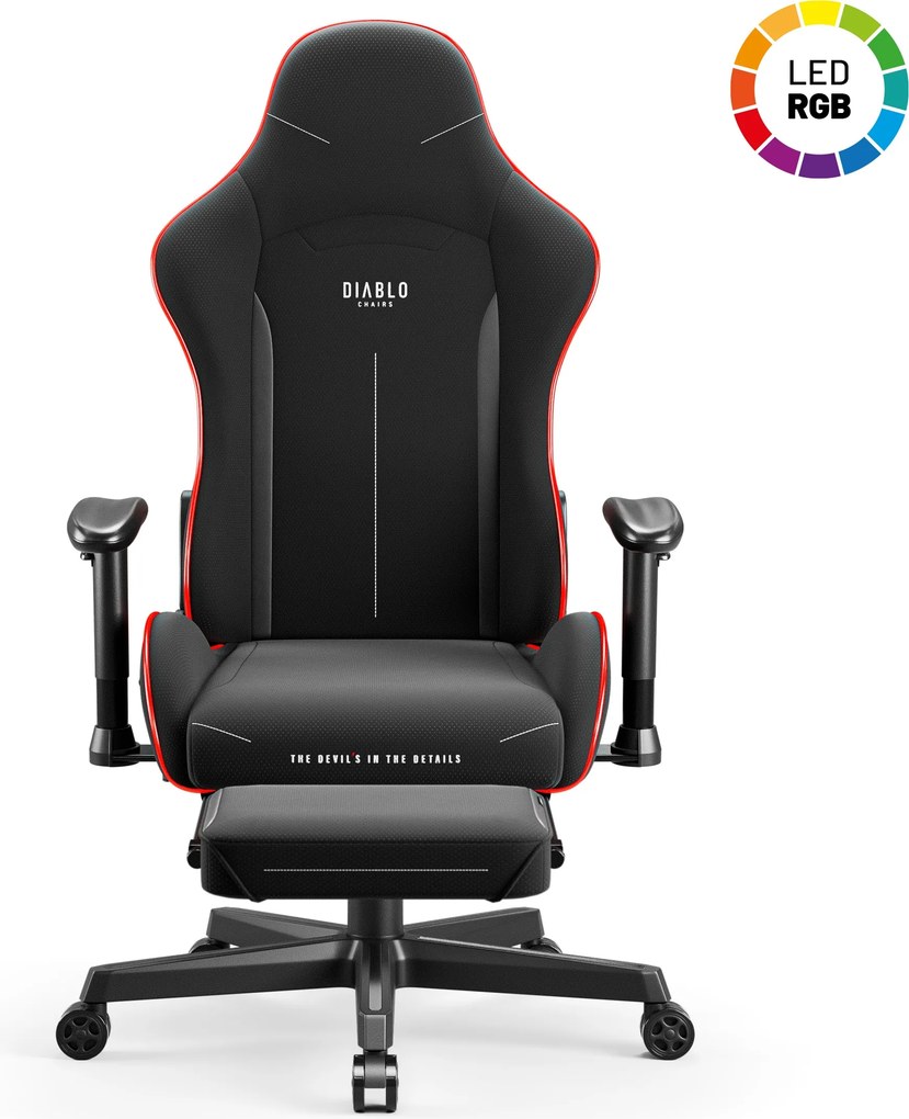 Čierne herné kreslo s LED RGB osvetlením: Diablo X-Starter