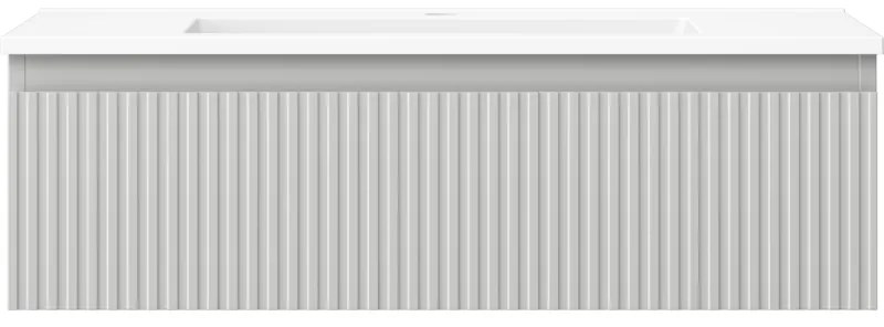 Mexen Rivel, kúpeľňová skrinka 80 cm s umývadlom Otis, 1 zásuvka, drážkovaná, sivá matná/biela, 91A20-08023-1-BF62-W18M01