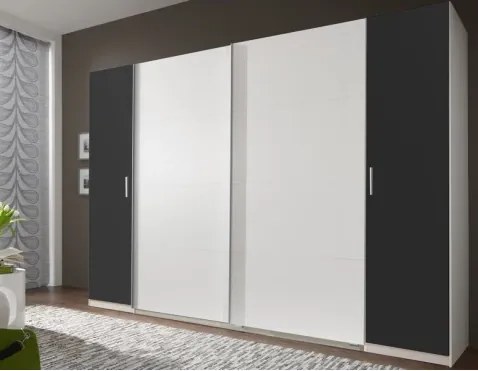 Šatníková skriňa Lotto, biela/grafitová%