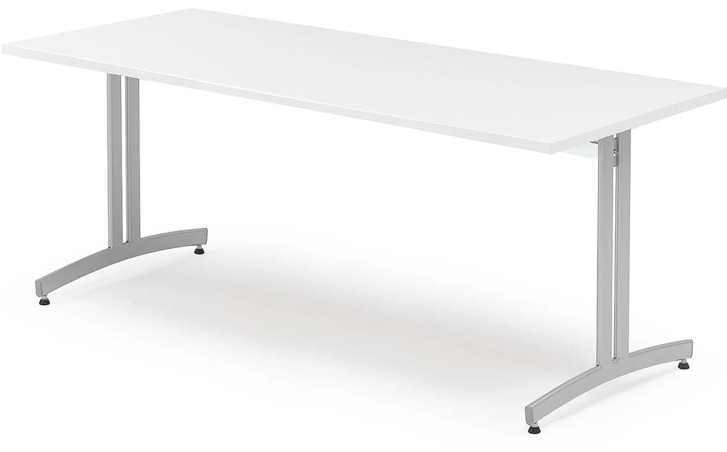 Stôl SANNA, 1800x800x720 mm, strieborná/biela