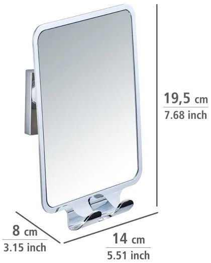 WENKO 22693100 - Kozmetické zrkadlo VACUUM-LOC QUADRO ED 14x19,5 cm lesklý chróm