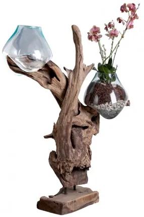 Váza na samorostu SAN MARINO kapka ,dřevo a 2 x sklo House Nordic 4501053 |  BIANO