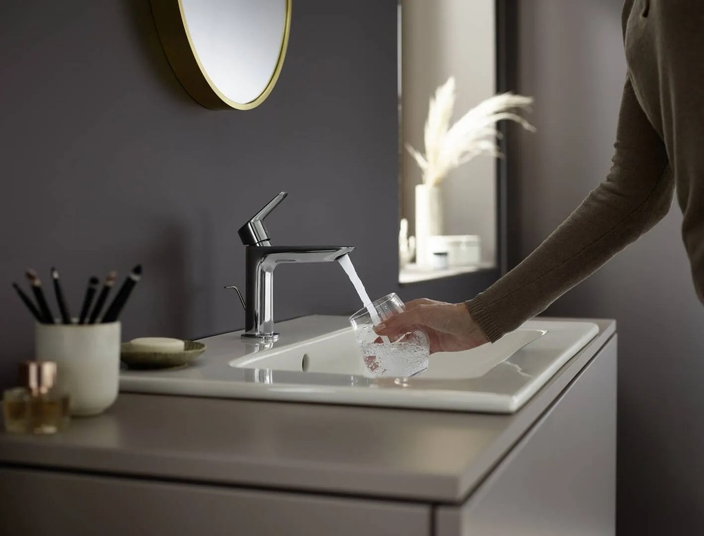 Hansgrohe Logis, umývadlová batéria Fine 110, s výpustom, EcoSmart, chrómová, HAN-71251000