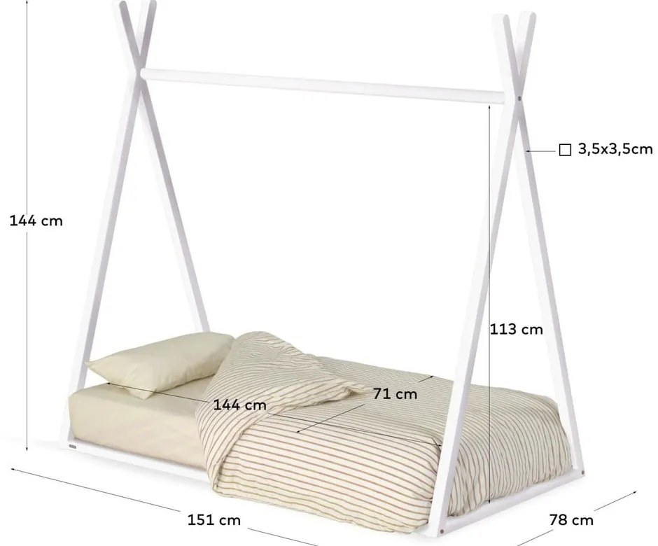 Biela domčeková detská posteľ z bukového dreva 70x140 cm Maralis - Kave Home