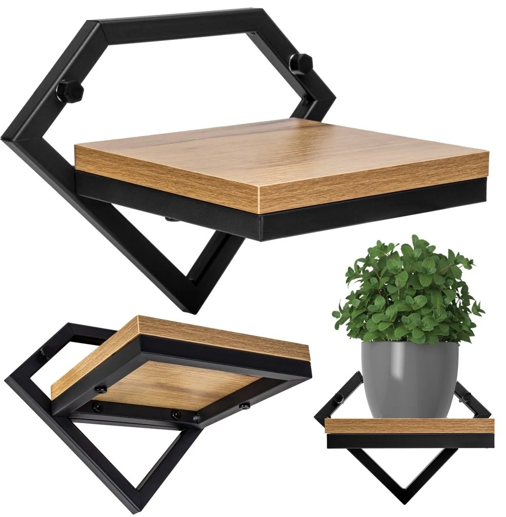 Nástenný stojan na kvety DORON čierna/dub remeselný