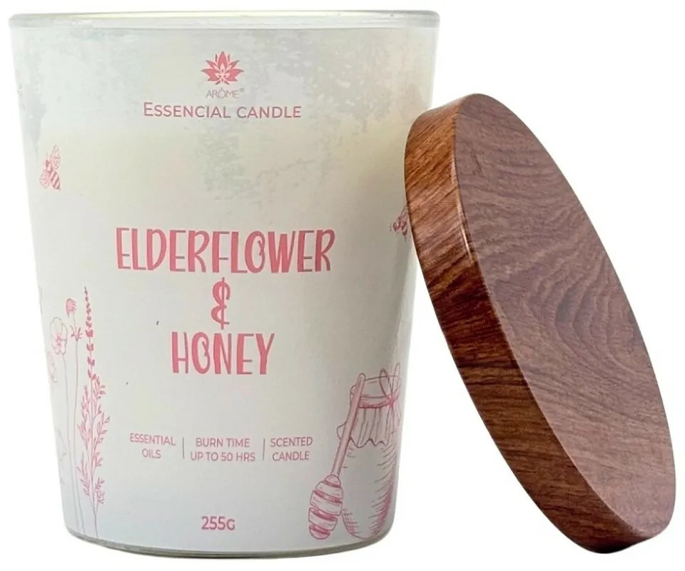 Sviečka Arome v skle s kovovým viečkom 255gElderflower & Honey