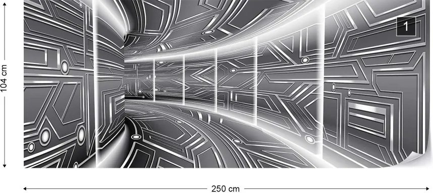 Fototapeta GLIX - 3D Tech Tunnel Grey 2 + lepidlo ZADARMO Vliesová tapeta  - 250x104 cm