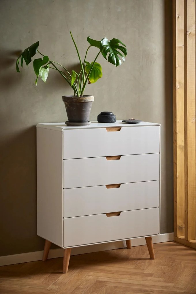 Komoda Lowell 100 cm bílá/dub přírodní