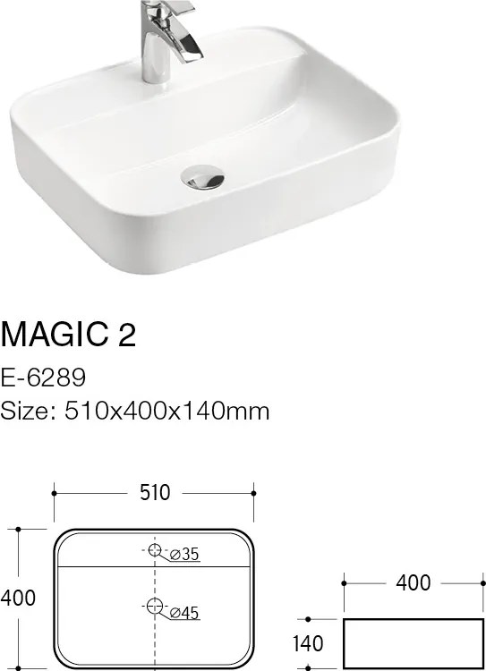 Comad Keramické umývadlo na dosku UM-6289 MAGIC 50, biela