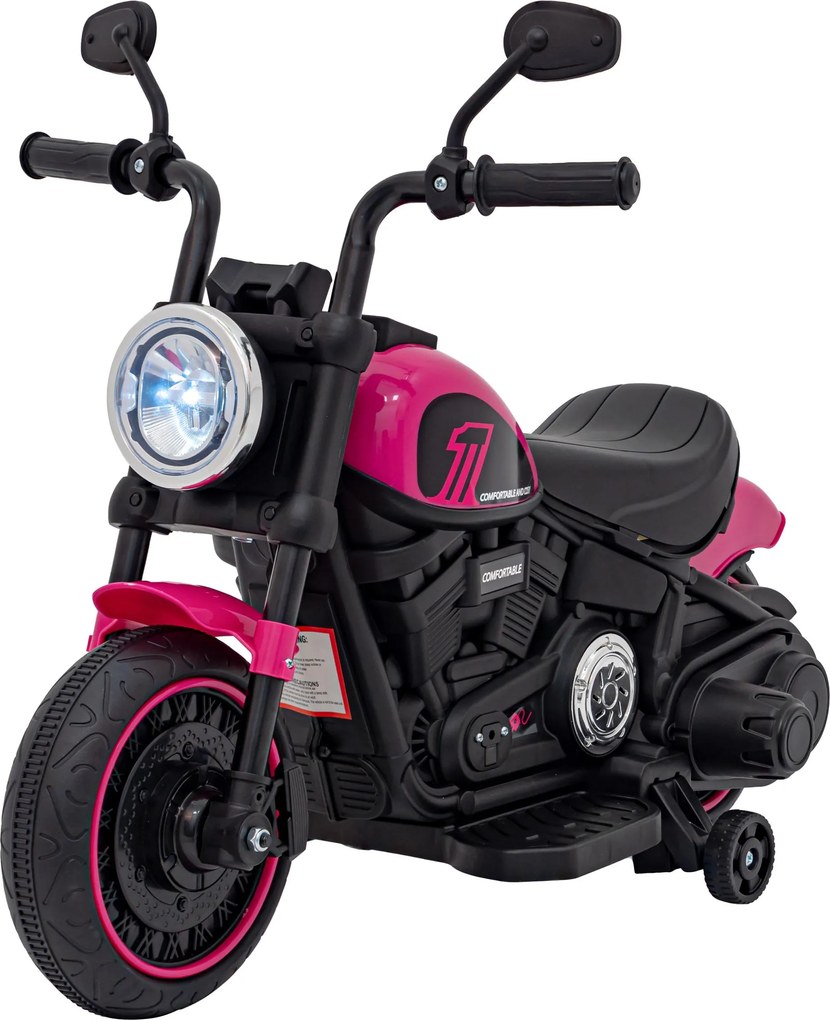 Ramiz Elektrická motorka Chopper FASTER pre deti ružová + FM rádio + audio panel + LED