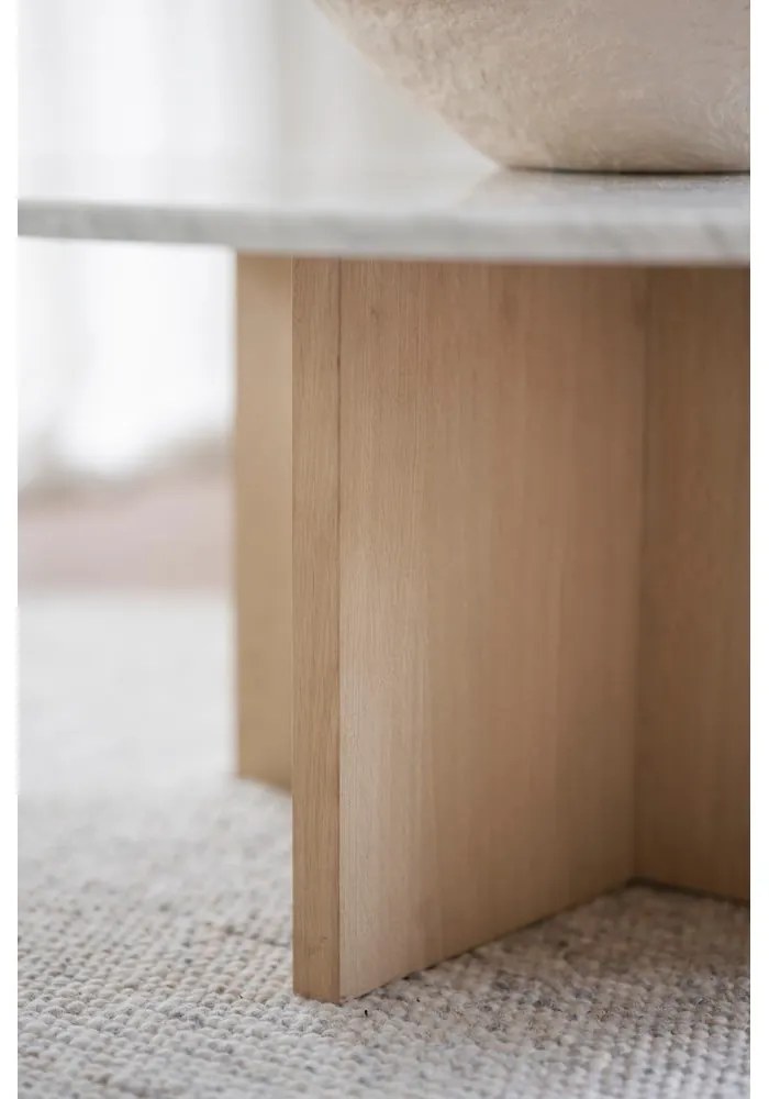 Biely mramorový okrúhly konferenčný stolík 90x90 cm Brooksville - Rowico