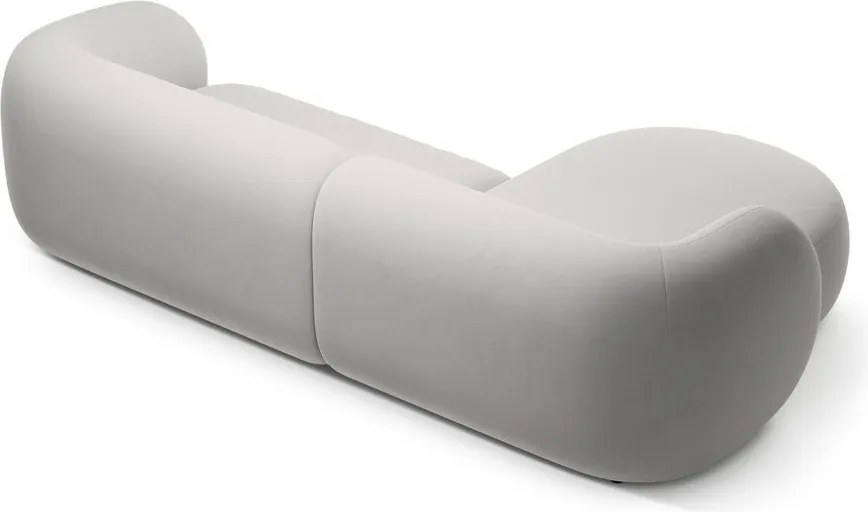 Svetlosivá zamatová rohová pohovka (ľavý roh/s leňoškou) Kate – Micadoni