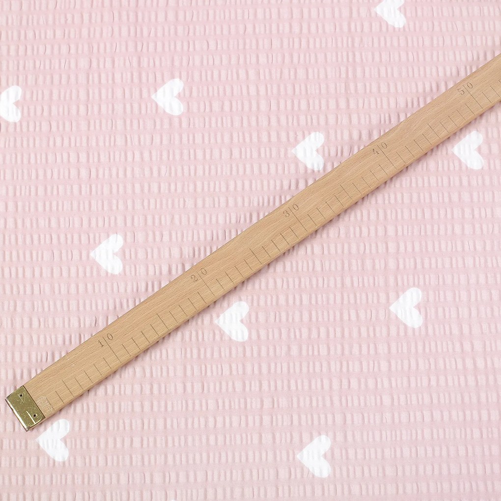 Goldea bavlnený krep - srdiečka na púdrovo ružovom 160 cm