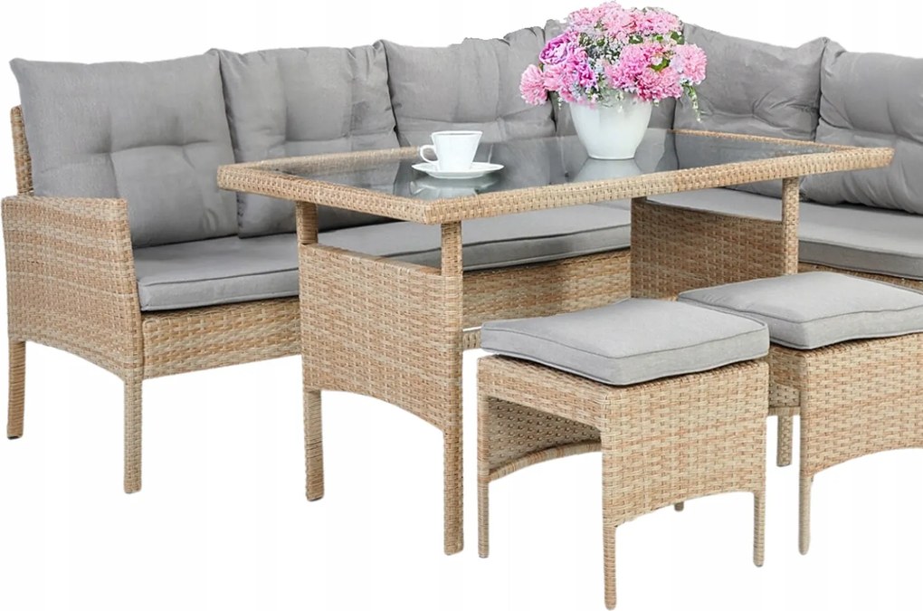 CH Súprava ratanového nábytku BERNO - béžová