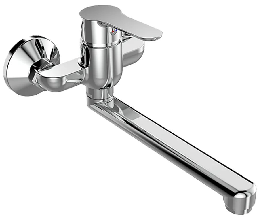 Mereo Mereo, Drezová nástenná batéria, Zuna, s ramienkom plochým rovným 210 mm, chróm, MER-CB302AZ