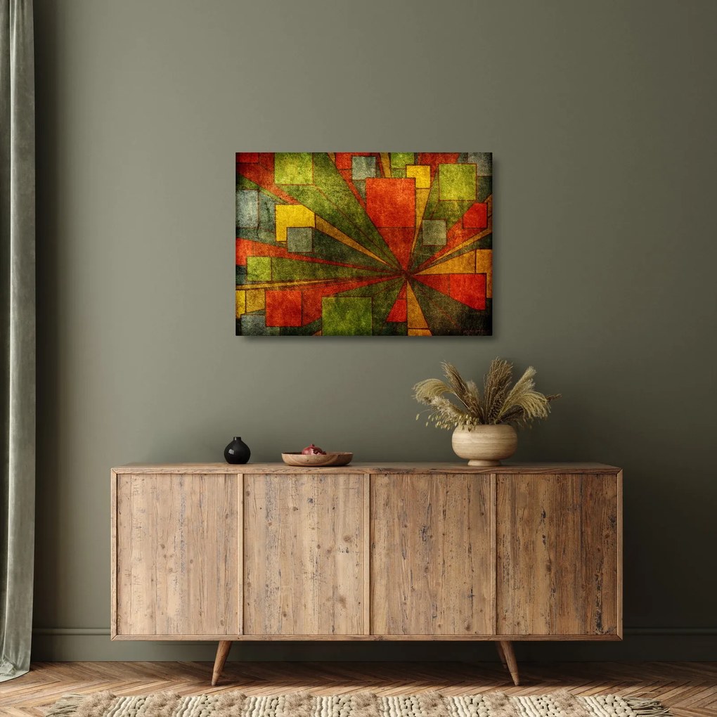 Sklenený obraz geometrické abstrakcie (70x50 cm)